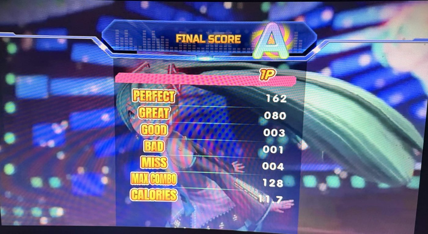 The final score screen in English, with an A rank