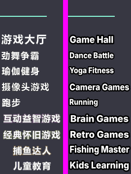 Main menu categories, before and after